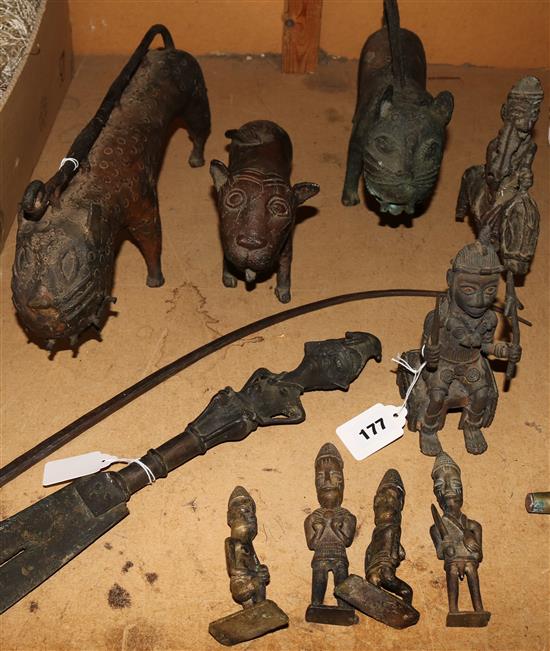 A collection of Yoruba and Benin type bronzes, collected 1960s